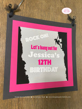 Load image into Gallery viewer, Rock Climbing Birthday Party Door Banner Pink Black Grey Gray Silver Climb Bouldering Modern Girl Boogie Bear Invitations Jessica Theme