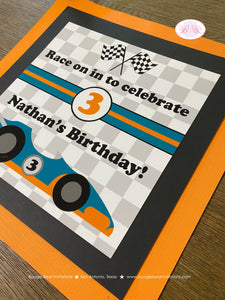 Race Car Birthday Party Door Banner Driver Red Pit Crew Checkered Flag Orange Black Racing Grand Prix Boogie Bear Invitations Nathan Theme