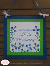 Load image into Gallery viewer, Blue Flowers Birthday Party Door Banner Bluebonnets Happy Girl Garden Picnic Outdoor Spring Ladies Floral Boogie Bear Invitations Mia Theme