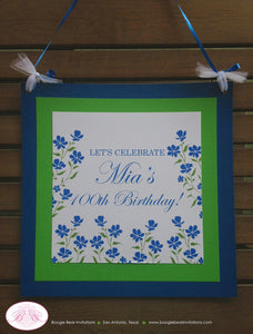 Blue Flowers Birthday Party Door Banner Bluebonnets Happy Girl Garden Picnic Outdoor Spring Ladies Floral Boogie Bear Invitations Mia Theme