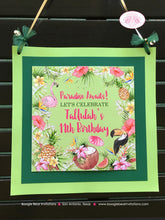 Load image into Gallery viewer, Tropical Paradise Birthday Party Package Flamingo Toucan Pineapple Pink Gold Green Girl Aloha Island Boogie Bear Invitations Tallulah Theme
