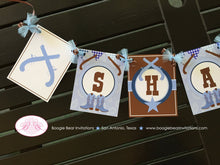 Load image into Gallery viewer, Blue Cowboy Baby Shower Party Package Boy Gunslinger Boots Lone Star Pistol Gun Paisley Boy Birthday Tag Boogie Bear Invitations Shane Theme