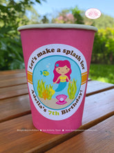 Load image into Gallery viewer, Mermaid Swimming Birthday Party Beverage Cups Paper Drink Girl Pink Pool Tropical Fish Sea Splash Ocean Boogie Bear Invitations Adella Theme