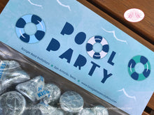 Load image into Gallery viewer, Swimming Pool Birthday Party Treat Bag Toppers Folded Favor Splash Bash Swim Blue Green Water Tubing Boogie Bear Invitations Martin Theme