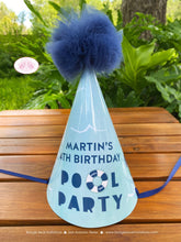 Load image into Gallery viewer, Swimming Pool Birthday Party Hat Pom Honoree Splash Bash Swim Blue Kids Green Ocean Water Inner Tube Boogie Bear Invitations Martin Theme
