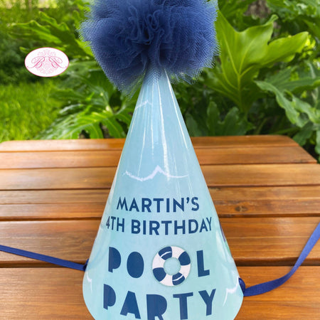 Swimming Pool Birthday Party Hat Pom Honoree Splash Bash Swim Blue Kids Green Ocean Water Inner Tube Boogie Bear Invitations Martin Theme