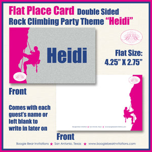 Rock Climbing Birthday Party Favor Card Birthday Tent Place Food Mountain Girl Pink Blue Indoor Climb Boogie Bear Invitations Heidi Theme