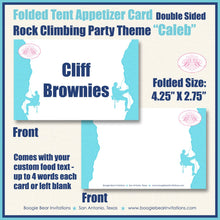 Load image into Gallery viewer, Rock Climbing Birthday Party Favor Card Tent Place Food Blue Boy Girl Mountain Indoor Climb Modern Sport Boogie Bear Invitations Caleb Theme