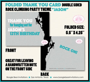 Rock Climbing Birthday Party Thank You Cards Mountain Hike Rock Wall Sports Athletic Girl Boy Boogie Bear Invitations Jason Theme Printed
