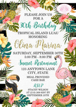 Load image into Gallery viewer, Tropical Paradise Birthday Party Invitation Flamingo Pineapple Watermelon Boogie Bear Invitations Olina Theme Paperless Printable Printed