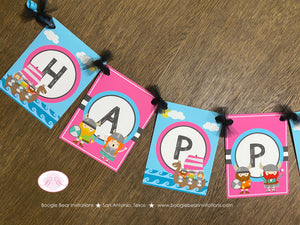 Viking Warrior Happy Birthday Party Banner Pink Girl Ocean Set Sail Ship Boat Swimming Norse Fighter Blue Boogie Bear Invitations Hela Theme