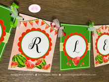 Load image into Gallery viewer, Red Watermelon Party Name Banner Birthday Green One Melon Sweet Fruit Summer Girl Boy Picnic Dessert Boogie Bear Invitations Marlene Theme