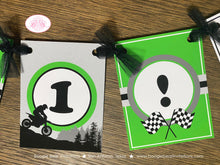 Load image into Gallery viewer, Dirt Bike I am 1 Highchair Party Banner Birthday Small Green Black Gray Grey Boy Girl Mountain 1st 2nd Boogie Bear Invitations Dwayne Theme
