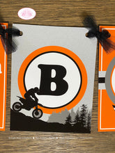 Load image into Gallery viewer, Dirt Bike Happy Birthday Party Banner Orange Boy Girl Black Grey Motocross Off Road Enduro Motorcycle Boogie Bear Invitations Raine Theme