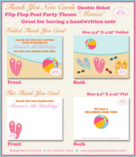 Load image into Gallery viewer, Flip Flop Pool Party Thank You Card Birthday Swim Girl Pink Splash Summer Swimming Beach Ball Boogie Bear Invitations Monica Theme Printed