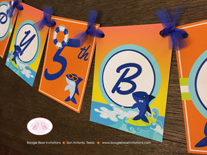 Surfer Shark Birthday Party Package Ocean Swimming Beach Pool Surfing Tropical Surf Fish Swim Boy Girl Boogie Bear Invitations Xander Theme