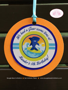 Surfer Shark Birthday Party Package Ocean Swimming Beach Pool Surfing Tropical Surf Fish Swim Boy Girl Boogie Bear Invitations Xander Theme