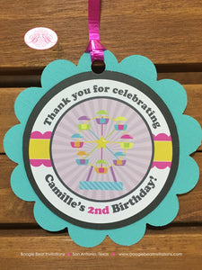 Amusement Park Birthday Party Package Carousel Horse Ride Girl Pink Blue Ferris Wheel Ride Circus Game Boogie Bear Invitations Camille Theme