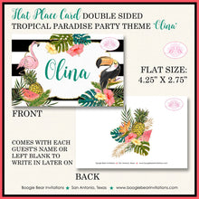 Load image into Gallery viewer, Tropical Paradise Birthday Party Card Favor Tent Place Food Tag Girl Flamingo Toucan Teal Gold Coral Boogie Bear Invitations Olina Theme