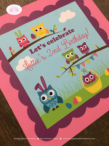 Easter Owls Birthday Party Door Banner Girl Boy Spring Pastel Egg Hunt Painting Woodland Decorating Boogie Bear Invitations Lottie Theme