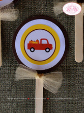 Load image into Gallery viewer, Fall Farm Pumpkin Party Cupcake Toppers Birthday Barn Pumpkin Girl Boy Autumn Country Harvest Ranch Boogie Bear Invitations Donovan Theme