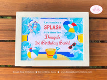 Load image into Gallery viewer, Splash Bash Birthday Party Sign Poster Swimming Boy Girl Swimming Pool Beach Ball Ocean Wave Swim Kids Boogie Bear Invitations Douglas Theme