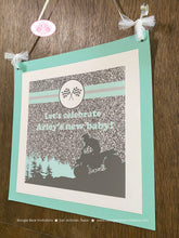 Load image into Gallery viewer, Aqua ATV Baby Shower Door Banner Party Grey Gray Silver Glitter Girl Boy Checkered Flag Race Stripe Quad Boogie Bear Invitations Arley Theme
