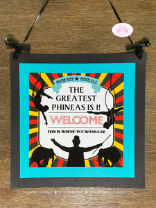 Circus Showman Party Door Banner Birthday Animals Boy Girl Greatest Show on Earth Big Top Trapeze Boogie Bear Invitations Phineas Theme