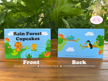 Load image into Gallery viewer, Rain Forest Jungle Birthday Party Favor Card Appetizer Food Folded Tent Amazon Rainforest Zoo Boogie Bear Invitations Chandler Theme Printed