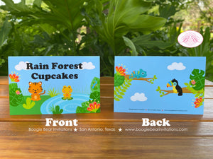 Rain Forest Jungle Birthday Party Favor Card Appetizer Food Folded Tent Amazon Rainforest Zoo Boogie Bear Invitations Chandler Theme Printed