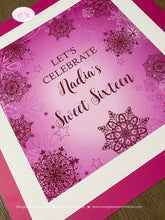 Load image into Gallery viewer, Pink Snowflake Birthday Party Door Banner Winter Star Snow Elegant Girl Red Christmas Sweet 16 Formal Boogie Bear Invitations Nadia Theme