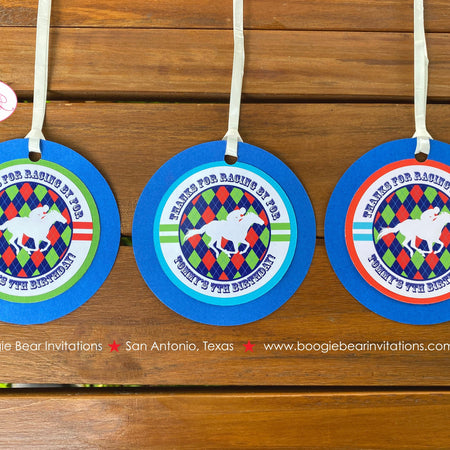 Horse Racing Party Favor Tags Birthday Boy Girl Kentucky Derby Argyle Races Jockey Equestrian Lucky Cup Boogie Bear Invitations Tommy Theme
