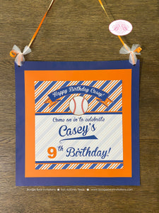 Retro Baseball Door Banner Sign Birthday Party Softball Tee Ball Girl Boy Stripe Team Catchers Mitt Bat Boogie Bear Invitations Casey Theme