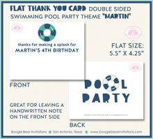 Load image into Gallery viewer, Swimming Pool Birthday Party Thank You Card Note Splash Bash Swim Blue Ocean Wave Tubing Retro Boogie Bear Invitations Martin Theme Printed