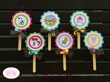Load image into Gallery viewer, Pink Farm Animals Birthday Party Package Petting Zoo Barn Girl Horse Cow Pig Sheep Chick Lamb Country Boogie Bear Invitations Shirley Theme