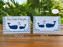 Load image into Gallery viewer, Blue Whale Baby Shower Package Boy Girl White Little Chevron Grey Silver Ocean Under The Sea Swim Pool Boogie Bear Invitations Kristy Theme