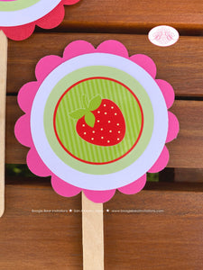 Pink Strawberry Birthday Party Cupcake Toppers Girl Garden Green Picking Red Berry Vine Sweet Picnic Boogie Bear Invitations Felicity Theme