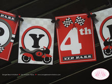 Load image into Gallery viewer, Motorcycle Red Birthday Party Package Boy Girl Motocross Grand Prix Black Grey Pass Race Racing Track Kid Boogie Bear Invitations Cody Theme