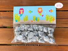 Load image into Gallery viewer, Mermaid Pool Party Treat Bag Toppers Folded Favor Girl Birthday Pink Swimming Pool Ocean Splash Boogie Bear Invitations Adella Theme