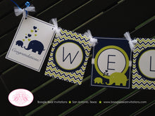 Load image into Gallery viewer, Blue Elephant Baby Shower Package Lime Green Navy Little Boy Girl Zoo Wild Chevron Safari Animals 1st Boogie Bear Invitations Sloane Theme