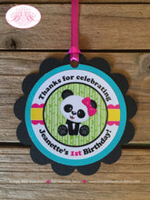 Load image into Gallery viewer, Pink Panda Bear Birthday Party Package Girl Tropical Jungle Green Black Butterfly Wild Zoo Animals Boogie Bear Invitations Jeanette Theme