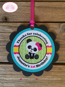 Pink Panda Bear Birthday Party Package Girl Tropical Jungle Green Black Butterfly Wild Zoo Animals Boogie Bear Invitations Jeanette Theme