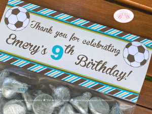 Soccer Birthday Party Treat Bag Toppers Folded Favor Game Green Blue Foot Ball Sports Kick It Boy Girl Boogie Bear Invitations Emery Theme
