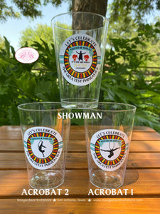 Circus Showman Birthday Party Beverage Cups Plastic Drink Big Top Greatest Show Earth Animals Trapeze Boogie Bear Invitations Phineas Theme