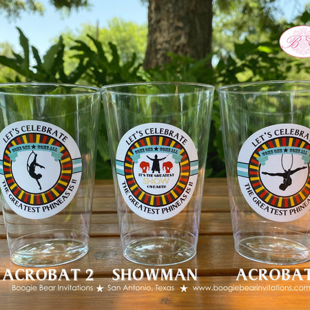 Circus Showman Birthday Party Beverage Cups Plastic Drink Big Top Greatest Show Earth Animals Trapeze Boogie Bear Invitations Phineas Theme