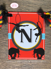 Load image into Gallery viewer, Circus Showman Birthday Party Banner Animals Boy Girl Greatest Show on Earth Big Top Trapeze Red Black Boogie Bear Invitations Phineas Theme