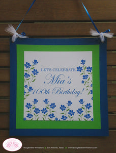 Blue Flowers Birthday Party Package Blue Bluebonnetts Green Garden Spring Grow Floral Farm Country Girl Boogie Bear Invitations Mia Theme