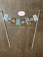Load image into Gallery viewer, Dragon Knight Party Pennant Cake Banner Topper Birthday Boy Soldier Shield Red Brown Blue Flying Slayer Boogie Bear Invitations Lawson Theme