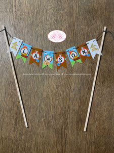 Dragon Knight Party Pennant Cake Banner Topper Birthday Boy Soldier Shield Red Brown Blue Flying Slayer Boogie Bear Invitations Lawson Theme