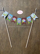 Load image into Gallery viewer, Lake Party Pennant Cake Banner Topper Birthday Sailing Trees Forest Park Boy Girl Fishing Swimming Swim Boogie Bear Invitations Jamie Theme